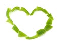 Heart shape formed with chopped green pepper on