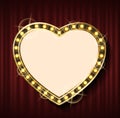 Heart Shape Frame on Background of Red Curtains