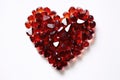 Heart Shape Of Garnet On White Background. Generative AI