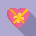 Heart shape gift box icon flat vector. Offer parcel Royalty Free Stock Photo