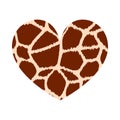 Heart shape with giraffe print texture. Abstract design element with wild animal spot skin pattern. Vector illustration Royalty Free Stock Photo