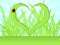 Heart Shape Grass with Dew Drops Royalty Free Stock Photo