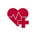 Heart shape with heartbeat and medical cross Royalty Free Stock Photo