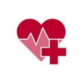 Heart shape with heartbeat and medical cross Royalty Free Stock Photo