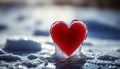 Heart shape ice cube melting, fragile love, emotional concept, Stock Photo, Generative AI