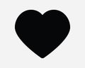 Heart Shape Icon. Love Beat Valentine Romance Romantic Loving Lover Care. Black and White Sign Symbol EPS Vector Royalty Free Stock Photo