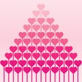 Hearts stack in form of a pyramid, pink colorful illustration for Valentine`s day or Mother`s day, flat design for cards, weddings Royalty Free Stock Photo