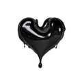 Heart shape of ink liquid, black color or crude oil. The concept is blackhearted, heartbroken, unloved. Generative Ai.