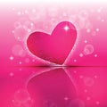 Heart shape with its reflection on colorful background to the Valentine's day.