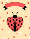 Heart shape ladybug card design Royalty Free Stock Photo