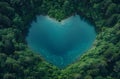 Heart shape lake in forest clearing creates romantic image Royalty Free Stock Photo