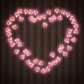 Heart shape lamp for decoration place on wooden background. EPS 10 vector Royalty Free Stock Photo