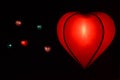 A heart shape lampion lamp lantern at park at night Royalty Free Stock Photo