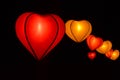 Heart shape lampion lamp lantern at park capture at night with black background Royalty Free Stock Photo