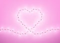 Heart shape led lights shiny garland frame, vector illustration Royalty Free Stock Photo