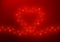 Heart shape led lights shiny garland frame, vector illustration Royalty Free Stock Photo