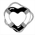 Heart shape Life ring, hand drawn isolated vector illustration Royalty Free Stock Photo