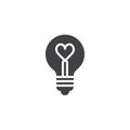 Heart shape in a light bulb icon vector