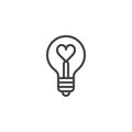 Heart shape in a light bulb line icon Royalty Free Stock Photo