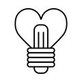 Heart shape in a light bulb line icon, outline vector sign, linear style pictogram isolated on white. Love symbol, logo Royalty Free Stock Photo