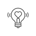 Heart shape in a light bulb line icon, outline vector sign, linear style pictogram isolated on white. Love symbol, logo Royalty Free Stock Photo