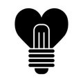 Heart shape in a light bulb line icon, solid vector sign, linear style pictogram isolated on white. Love symbol, logo Royalty Free Stock Photo