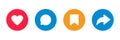 Heart shape, like, message bubble, comment icons, sharing. Save symbol. Vector Royalty Free Stock Photo