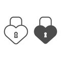 Heart shape lock line and glyph icon. Love padlock vector illustration isolated on white. Closed lock outline style Royalty Free Stock Photo