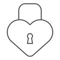 Heart shape lock thin line icon. Love padlock vector illustration isolated on white. Closed lock outline style design Royalty Free Stock Photo