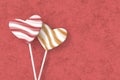 Heart shape lollipop. Colorful valentine background. 3D rendering