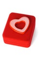 Heart shape love symbol on red jewelry box Royalty Free Stock Photo