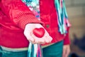 Heart shape love symbol in woman hands Valentines Day romantic greeting