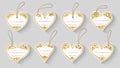 Heart shape love white gold label craft sale tag Royalty Free Stock Photo
