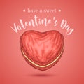 A heart-shape macaroon. Love symbol. Vector illustration