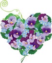 Heart shape is made of beautiful flowers - pansy a