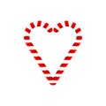 Heart shape made of candy canes, vector design