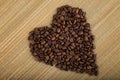 Heart shape made by coffee beans Royalty Free Stock Photo