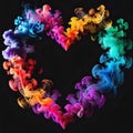 heart shape made of colorful smoke on black background Royalty Free Stock Photo