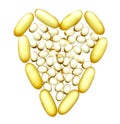 Heart shape made from fish oil capsules Royalty Free Stock Photo