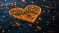 Heart shape made of glowing circuits and digital patterns, representing technology and love Royalty Free Stock Photo