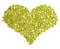 Heart shape made of green peas isolated Royalty Free Stock Photo