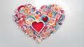 heart shape made of paper A colorful heart with doodle lines and shapes on a white background. Royalty Free Stock Photo