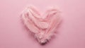 Heart shape made of pink feathers on pink background Royalty Free Stock Photo