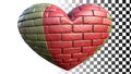 Heart shape made red white bricks igloo pattern unusual png transparent image Generative AI