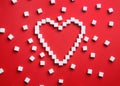 Heart shape made of refined sugar cubes Royalty Free Stock Photo