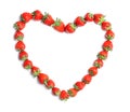 Heart shape made of ripe red strawberries Royalty Free Stock Photo