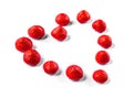 Heart shape made of strawberries. white background Royalty Free Stock Photo