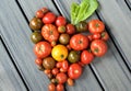 Heart shape made from a variety of tomatoes