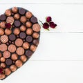 Heart Shape Made with Various Types of Chocolate Truffles