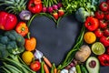 Heart shape made with various vegetables and fruits Royalty Free Stock Photo